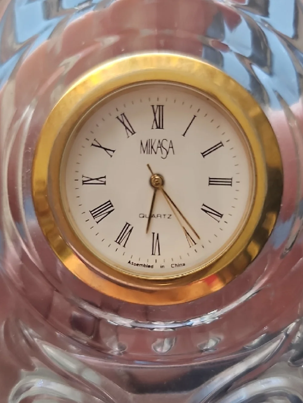 Mikasa Crystal Mantel Clock with Gold-Tone